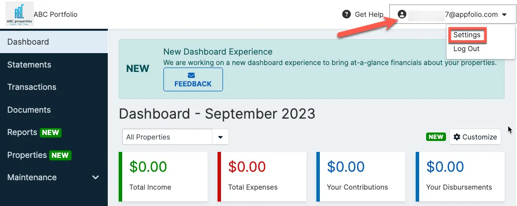 Owner Portal Screenshot